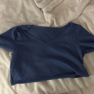 SHEIN Textured Navy Crop Top